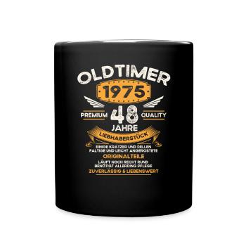 48. Geburtstag Mann Oldtimer Jahrgang 1975 Orange - Tasse einfarbig - Schwarz - Vorne