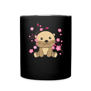 Loutre animaux mignons pour enfants kawaii - Mug uni - noir - Devant