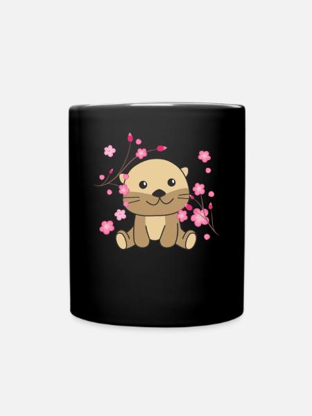 Loutre animaux mignons pour enfants kawaii - Mug uni - noir