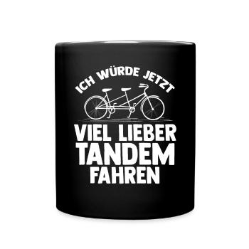 Fahrrad Radfahrer Tandem - Tasse einfarbig - Schwarz - Vorne