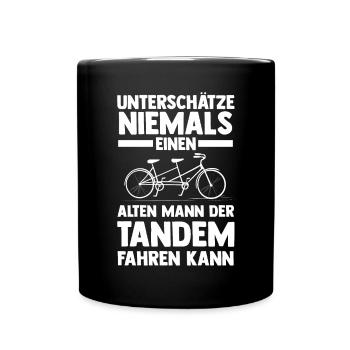 Fahrrad Radfahrer Tandem - Tasse einfarbig - Schwarz - Vorne