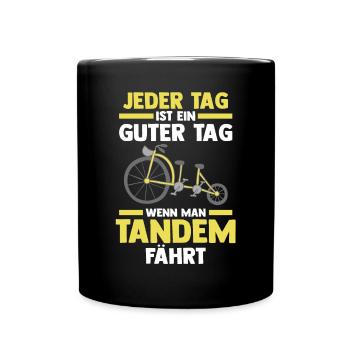 Fahrrad Radfahrer Tandem - Tasse einfarbig - Schwarz - Vorne