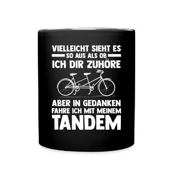 Fahrrad Radfahrer Tandem - Tasse einfarbig - Schwarz - Vorne
