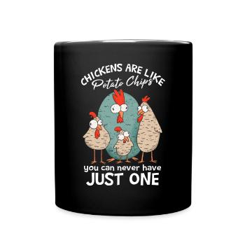 Les poulets sont comme des croustilles - Mug uni - noir - Devant
