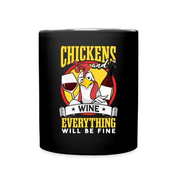 Poulets et vin | Éleveur de poulets - Mug uni - noir - Devant