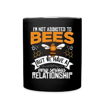 Je ne suis pas accro aux abeilles - Mug uni - noir - Devant