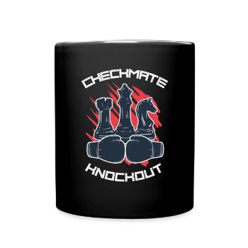 Schach und Boxen Chess Boxing Checkmate Knockout - Tasse einfarbig - Schwarz - Vorne