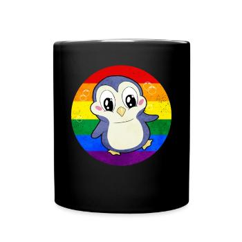 Homosexuell Stolz Regenbogen Flagge Pinguin Sublte - Tasse einfarbig - Schwarz - Vorne