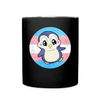 Transgender Pride Trans Flag Penguin Sublte LGBT - Full Colour Mug - black - Front