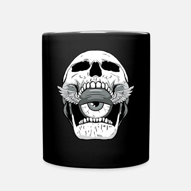 Weirdcore Aesthetic Skull Eyeball - Full Colour Mug - black
