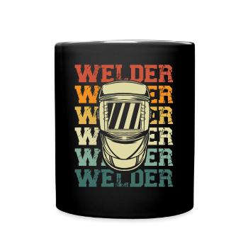 Casque de soudeur de style rétro - Mug uni - noir - Devant