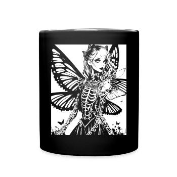 Fairycore Aesthetics Grunge Skeleton Fairy Goth G - Full Colour Mug - black - Front