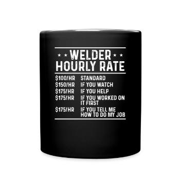 Welder hourly rate - Full Colour Mug - black - Front