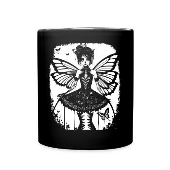 Fairycore Aesthetics Skeleton Fairy Goth Gothic G - Full Colour Mug - black - Front
