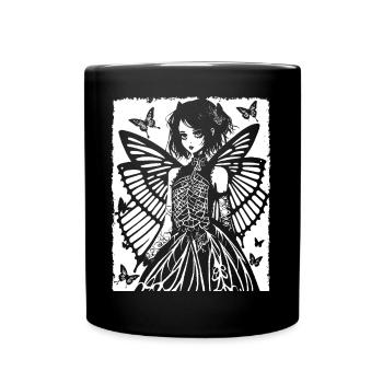 Fairycore Aesthetics Skeleton Fairy Goth Gothic G - Full Colour Mug - black - Front