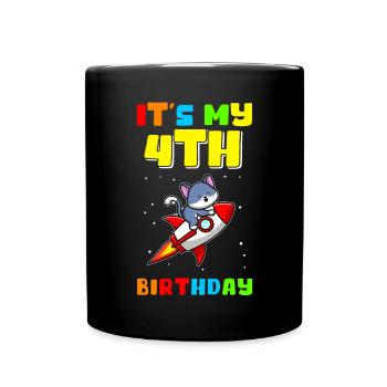 4. Geburtstag 4 Jahre alt Geschenkidee Geschenk - Tasse einfarbig - Schwarz - Vorne