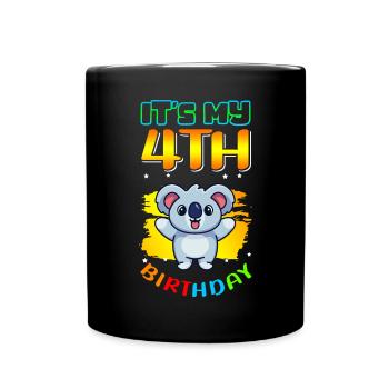 4. Geburtstag | 4 Jahre alt Geschenkidee Geschenk - Tasse einfarbig - Schwarz - Vorne