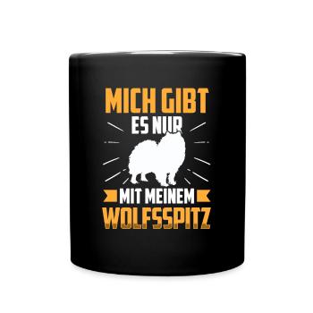 Nur mit meinem Wolfsspitz Deutscher Keeshond - Tasse einfarbig - Schwarz - Vorne