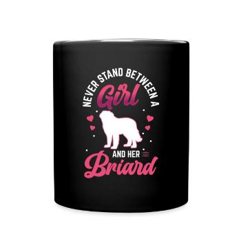Mädchen und ihr Briard Berger de Brie - Tasse einfarbig - Schwarz - Vorne