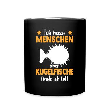 Kugelfisch finde ich toll Riesenkugelfisch - Tasse einfarbig - Schwarz - Vorne