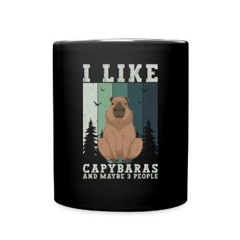 I like Capybaras and Maybe 3 People - Capybara - Full Colour Mug - black - Front
