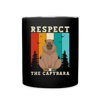 Retro Respect the Capybara - Capybara Fans - Tasse einfarbig - Schwarz - Vorne