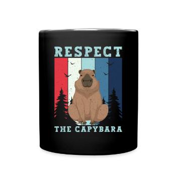 Retro Respect the Capybara - Capybara Fans - Tasse einfarbig - Schwarz - Vorne