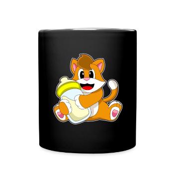 Katze Babyflasche Milch - Tasse einfarbig - Schwarz - Vorne
