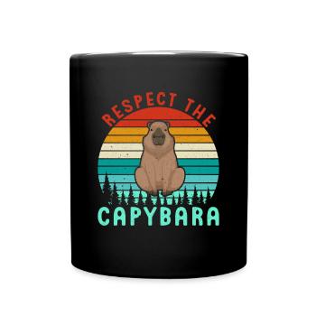 Retro Respect the Capybara - Capybara Fans - Tasse einfarbig - Schwarz - Vorne