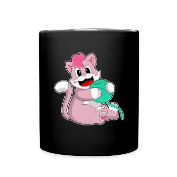 Chat boule de laine - Mug uni - noir - Devant