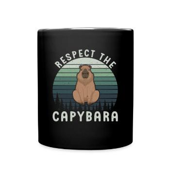 Retro Respect the Capybara - Capybara Fans - Tasse einfarbig - Schwarz - Vorne
