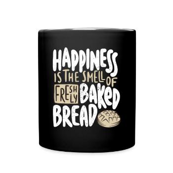 Le bonheur, c’est l’odeur du pain fraîchement cuit - Mug uni - noir - Devant