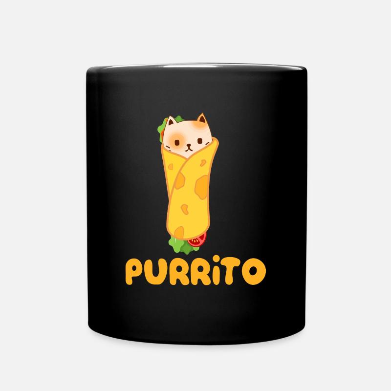 Cute Purrito - Drôle de chat Jeu de mots Burritofunny punsfunn - Mug uni - noir