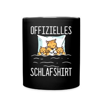 Offizielles Schlafshirt Katze Schlafanzug Katze - Tasse einfarbig - Schwarz - Vorne