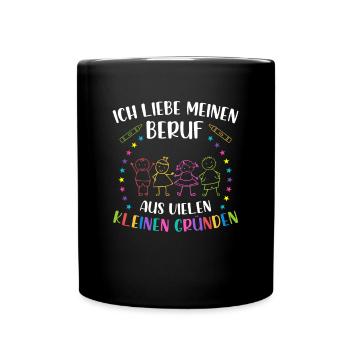 Erzieherin Spruch - Tasse einfarbig - Schwarz - Vorne