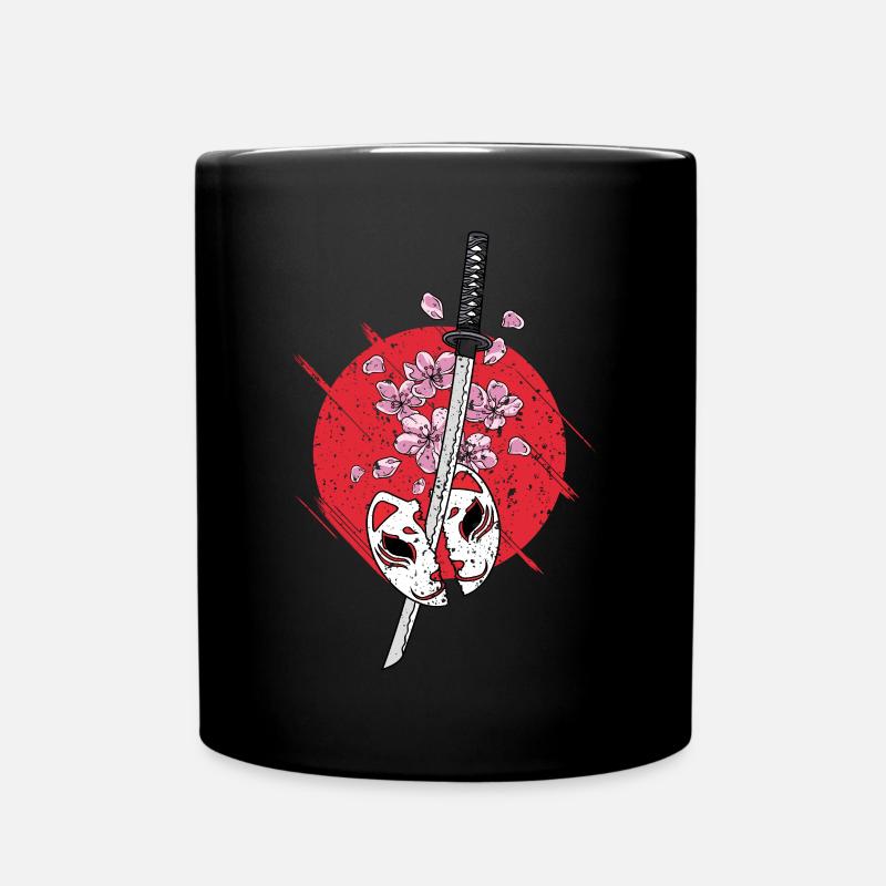 Japon Anime Masque Kitsune Samouraï Épée - Mug uni - noir