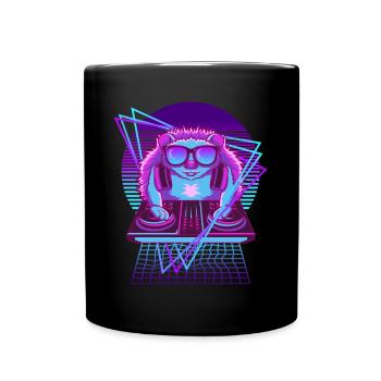 Party Music Techno Hedgehog Vaporwave DJ Hedgehog - Full Colour Mug - black - Front