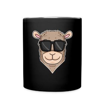 cool llama with sunglasses - Full Colour Mug - black - Front