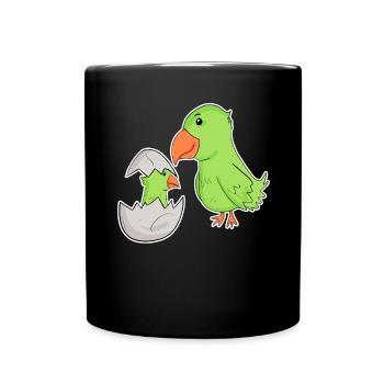 Vogel Familie - Vogel mit Baby - Papagei - Tasse einfarbig - Schwarz - Vorne