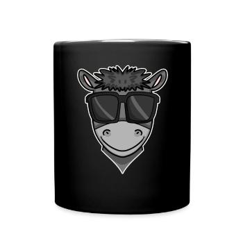 Cool donkey with sunglasses - Full Colour Mug - black - Front