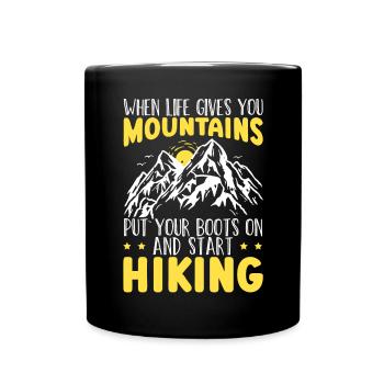 Hike Mountains Climbing Hiker Trek I Love Hiking - Full Colour Mug - black - Front