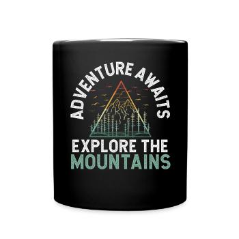 Wandern Berge Klettern Wanderer Trek Ich liebe Wandern - Tasse einfarbig - Schwarz - Vorne