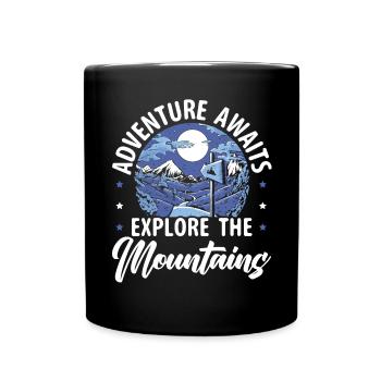 Wandern Berge Klettern Wanderer Trek Ich liebe Wandern - Tasse einfarbig - Schwarz - Vorne