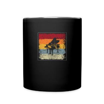 Klavier Retro - Tasse einfarbig - Schwarz - Vorne