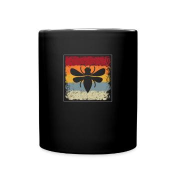 Biene Retro - Tasse einfarbig - Schwarz - Vorne