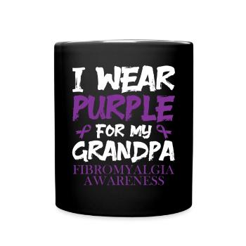 I wear purple for my grandfather - Full Colour Mug - black - Front