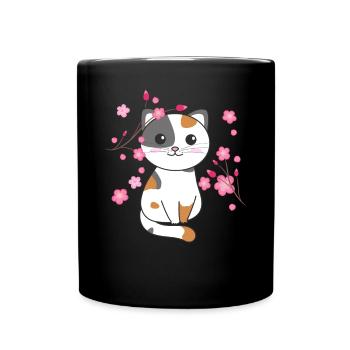 Chat animaux mignons pour enfants kawaii - Mug uni - noir - Devant