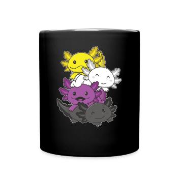Nonbinary Flag Pride LGBTQ Mignon Axolotl Pile - Mug uni - noir - Devant