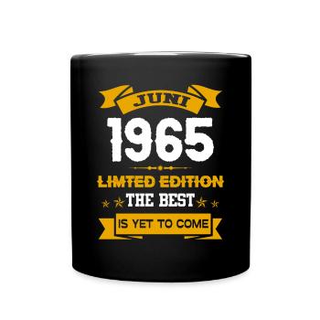 Juni 1965 Geburtstagsgeschenk - Tasse einfarbig - Schwarz - Vorne