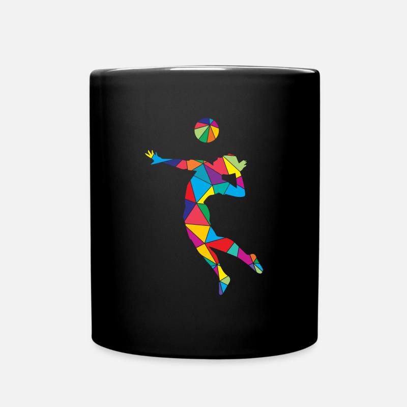Volleyball Polygon Low Poly Volleyballspieler - Tasse einfarbig - Schwarz